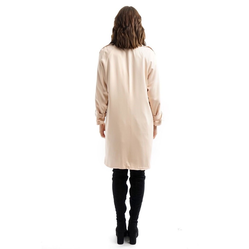 Nude Pink Flowy Trench Jacket - Picture 7 of 7